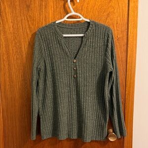 Women's Green Ribbed Sweater